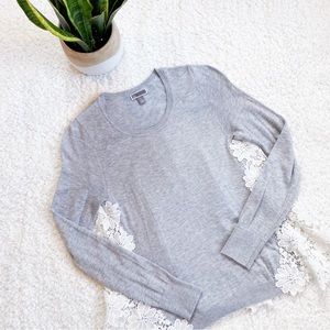 Chelsea28 grey & white lace sweater